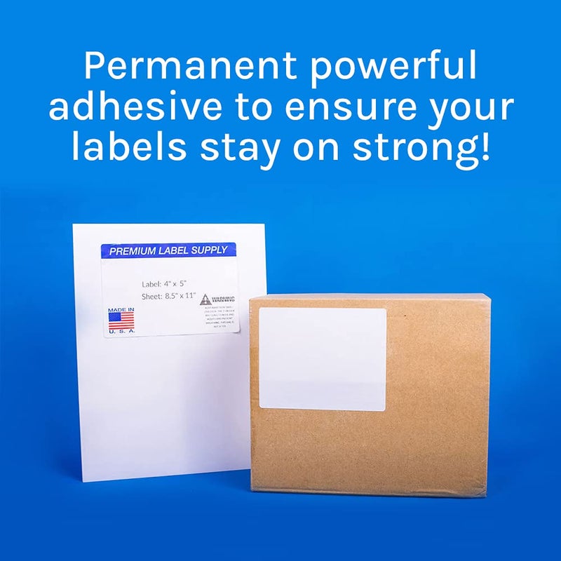 Premium Label Supply White Sticker Shipping Labels - 4"" x 5"" - Laser/Inkjet Compatible - (4 Labels/Sheet), 100 Sheets - 400 Total Adhesive Labels - Image 4